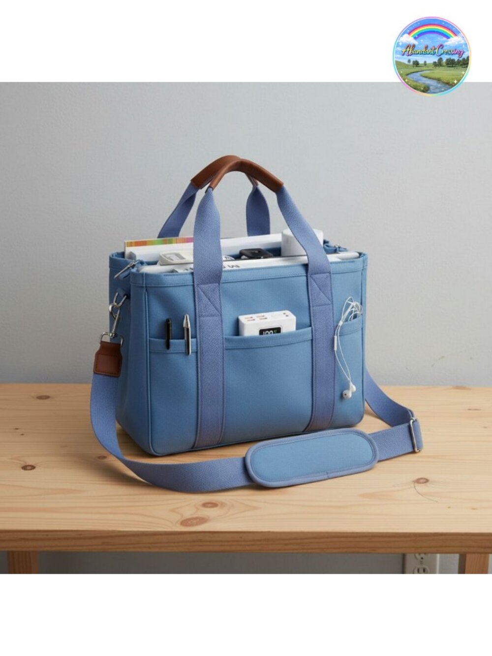Canvas Tote Bag for Women with Zipper Compartments Crossbody Large